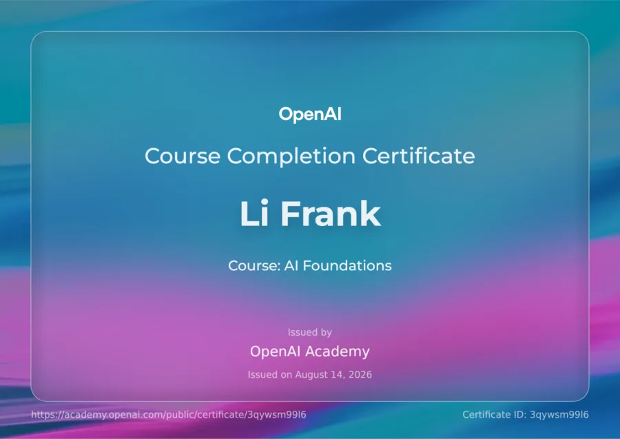 OpenAI AI Foundations 完訓證書
